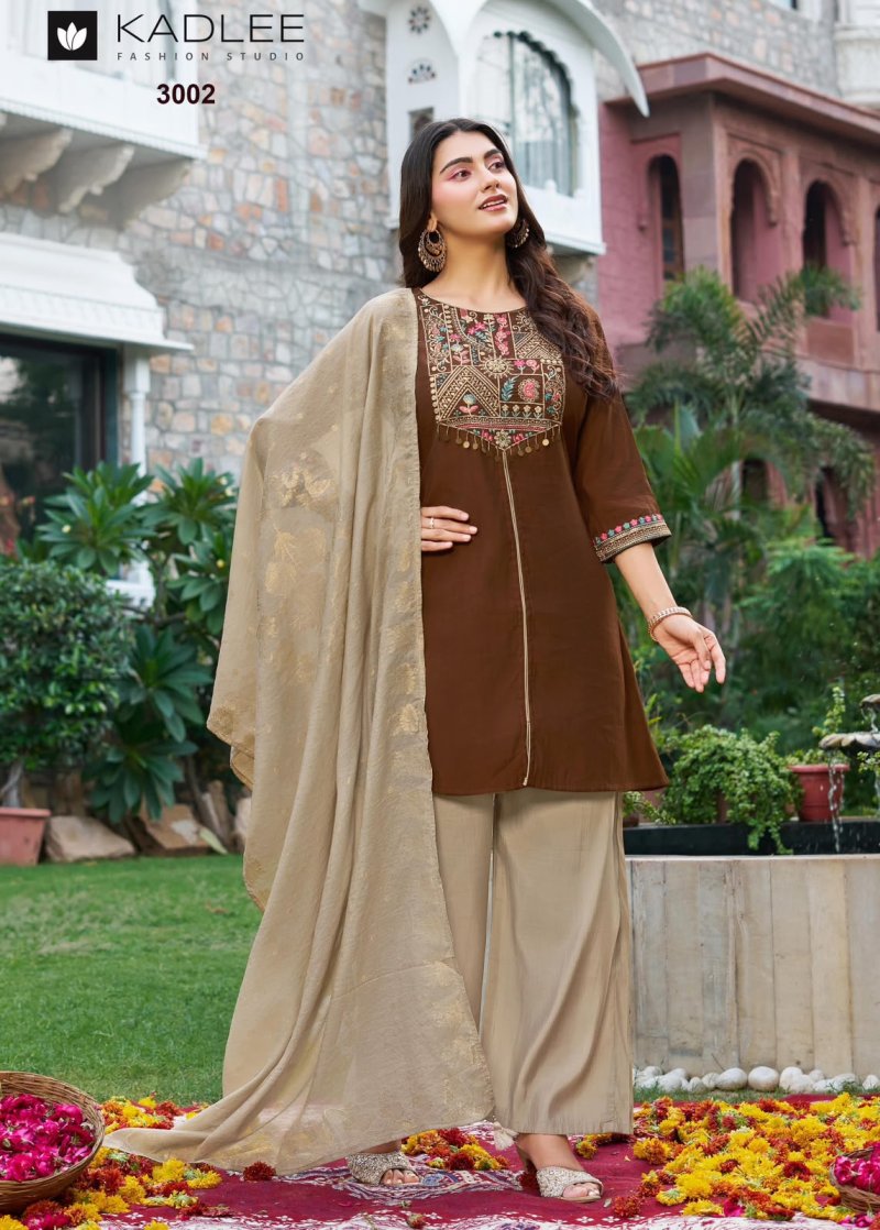 Tarnika By Kadlee Roman Silk Kurti With Bottom Dupatta 
